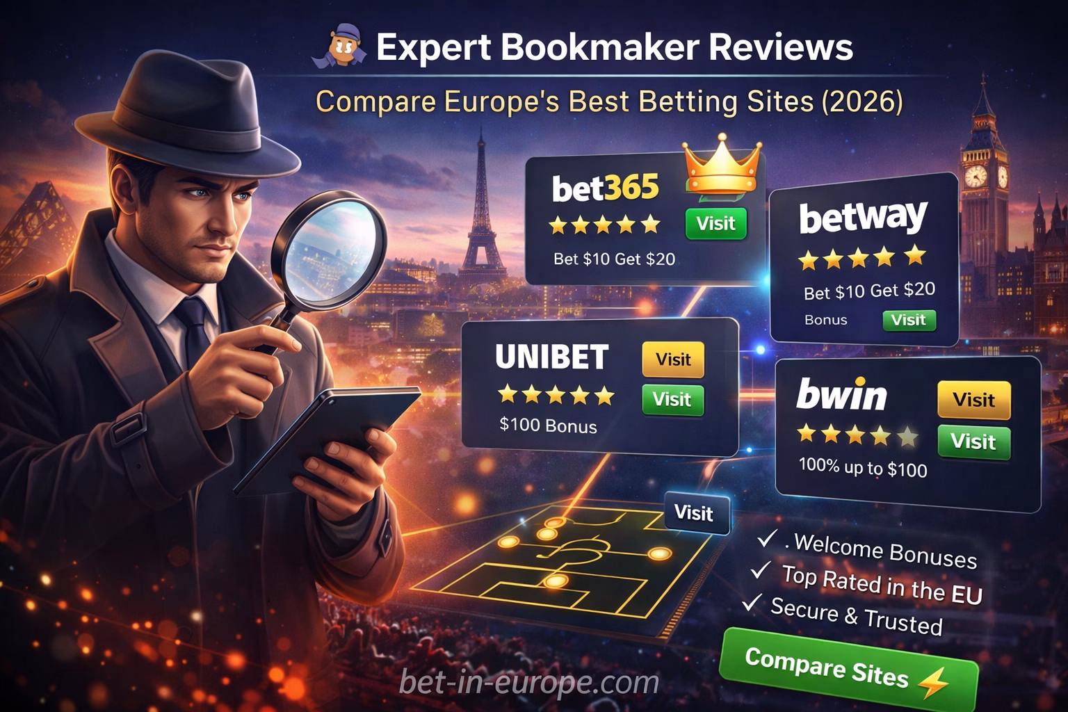 Expert Bookmaker Reviews — Compare Europe’s Best Betting Sites (2026)